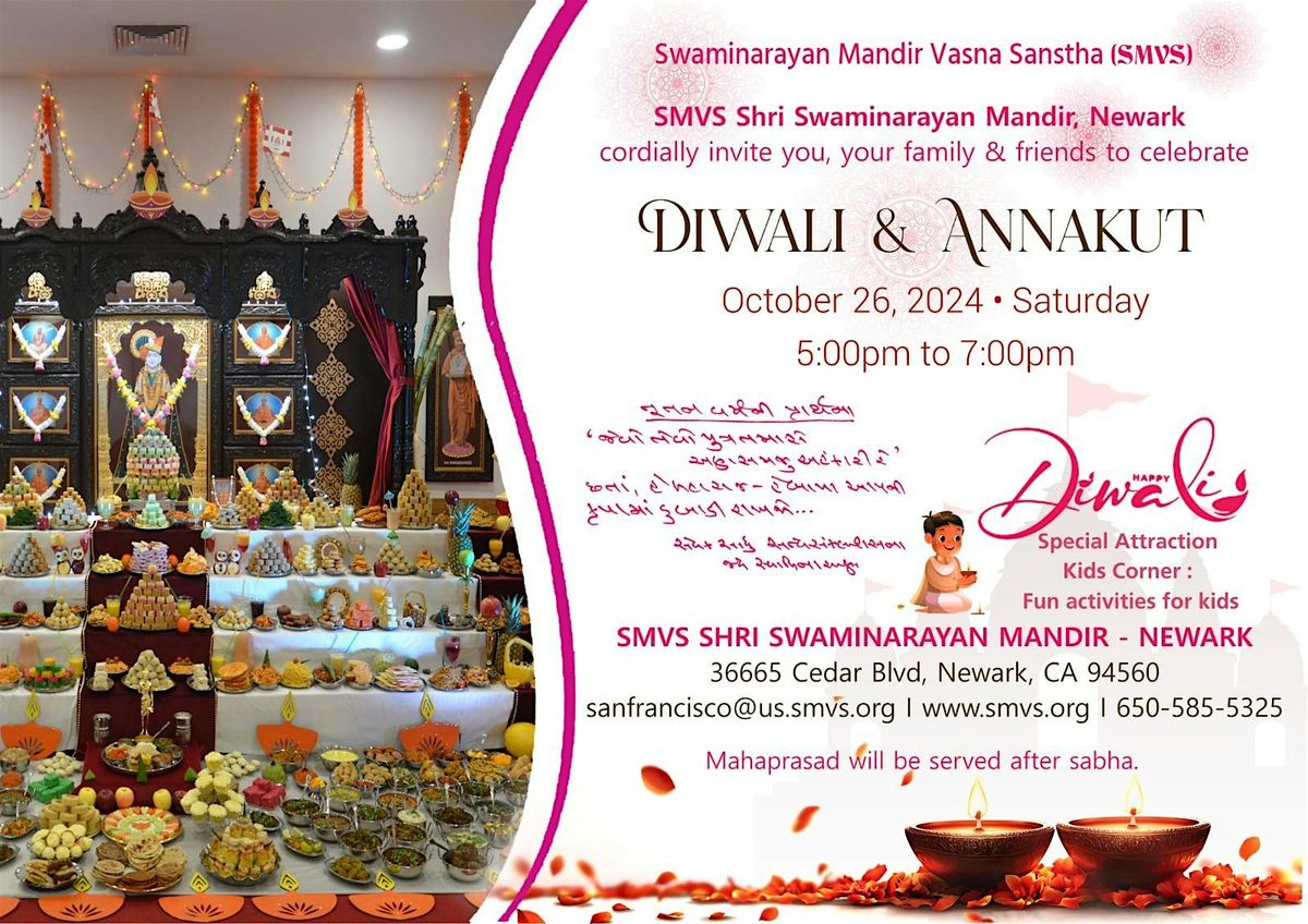 Diwali & Annakut Celebration 2024 SMVS Shri Swaminarayan Mandir, Bay