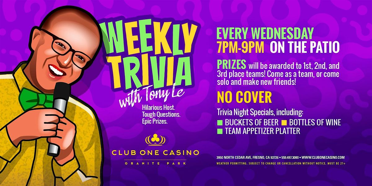 Weekly Wednesday Trivia with Tony Le!