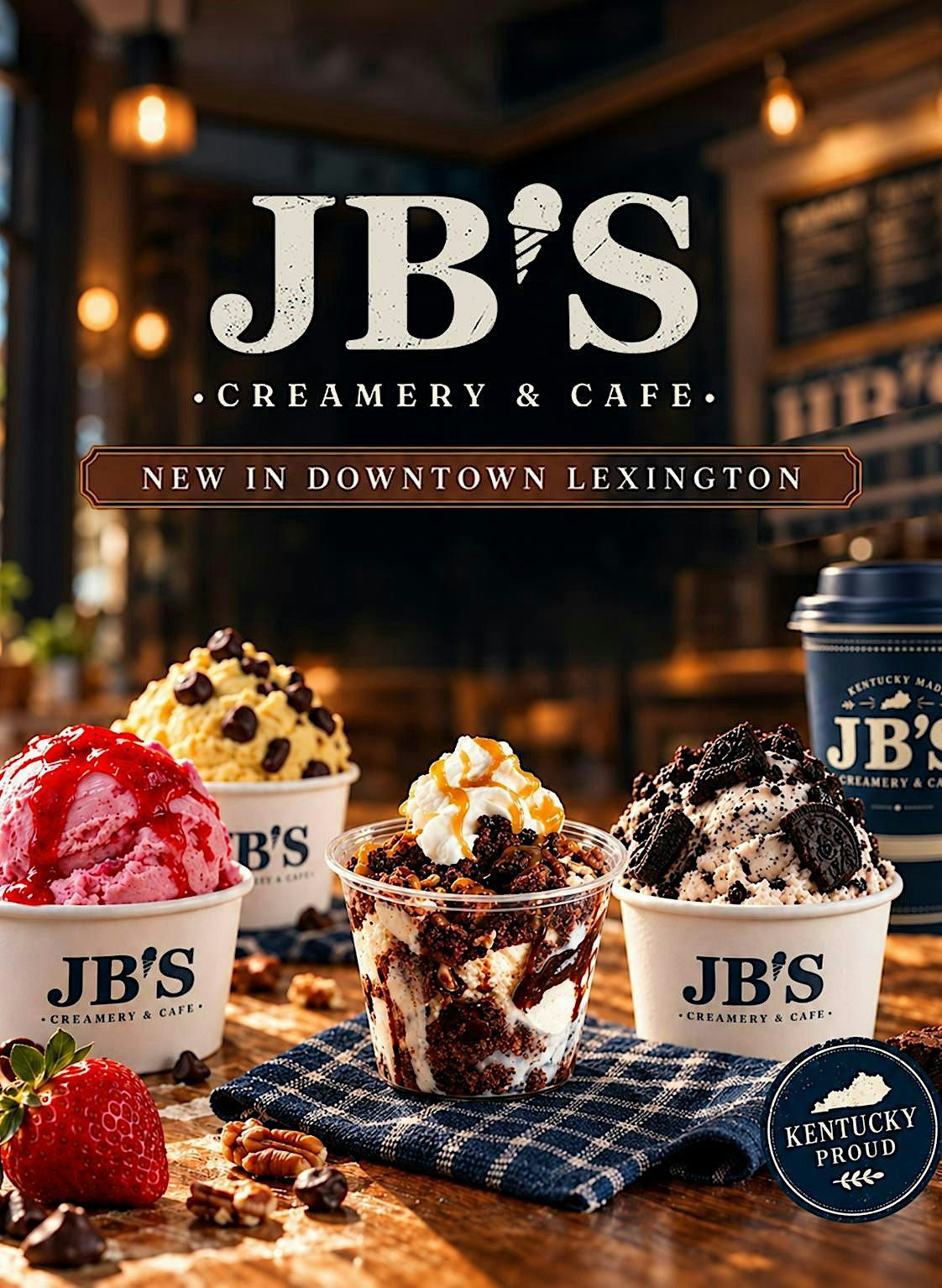 Mini Ribbon Banner JBs Creamery & Cafe Grand Opening & Ribbon Cutting at 113 N Broadway ...