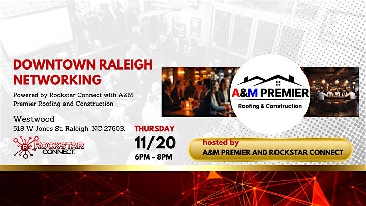 Free  Downtown Raleigh Rockstar Connect Networking Event (November, NC)