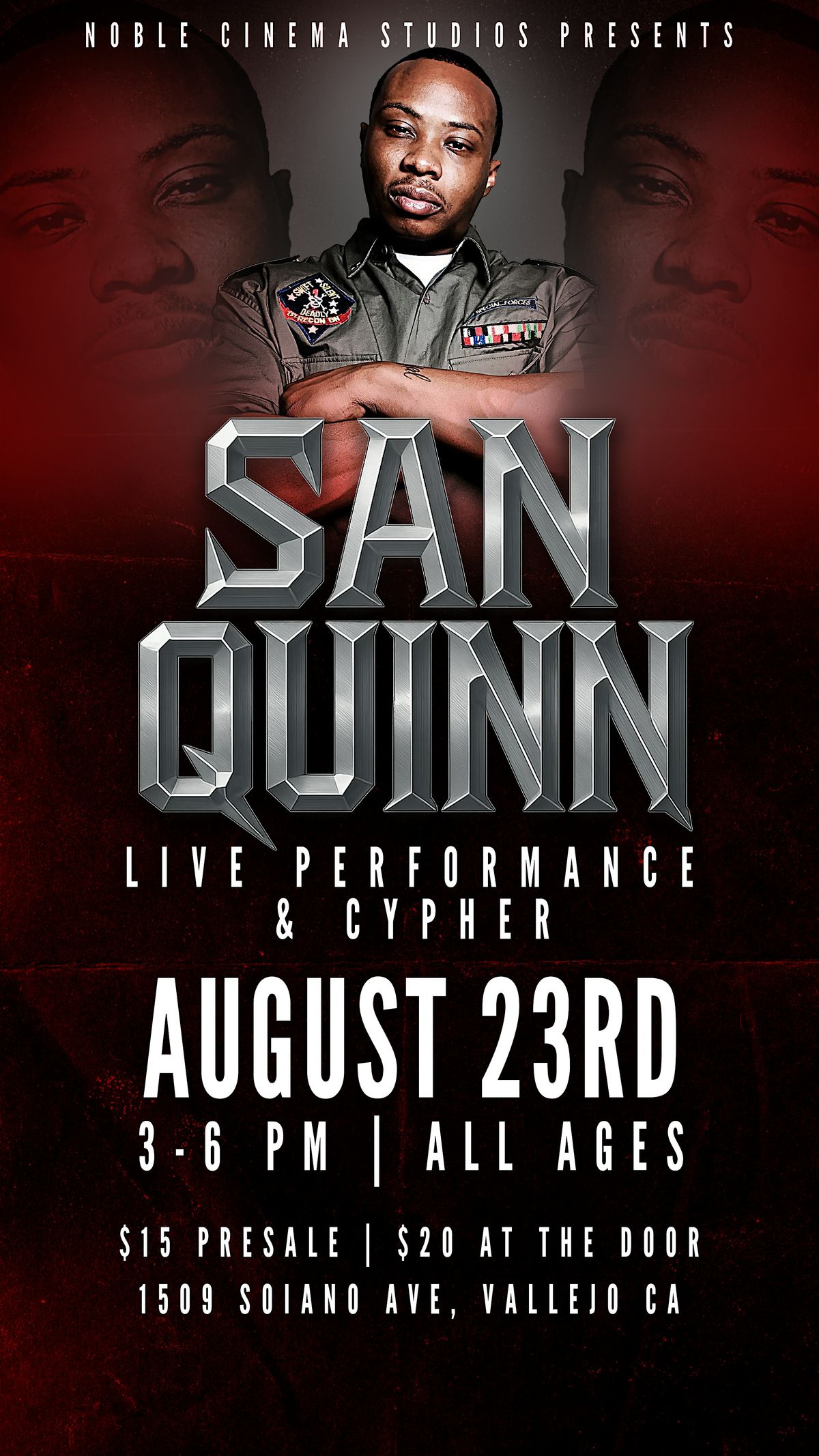 SAN QUINN live from NOBLE CINEMA STUDIOS!