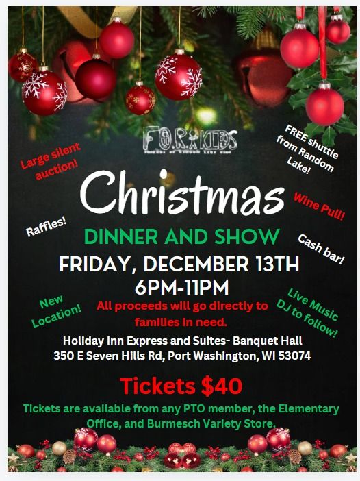 F.O.R. Kids Christmas Dinner and Show 2024 350 E Seven Hills Rd, Port