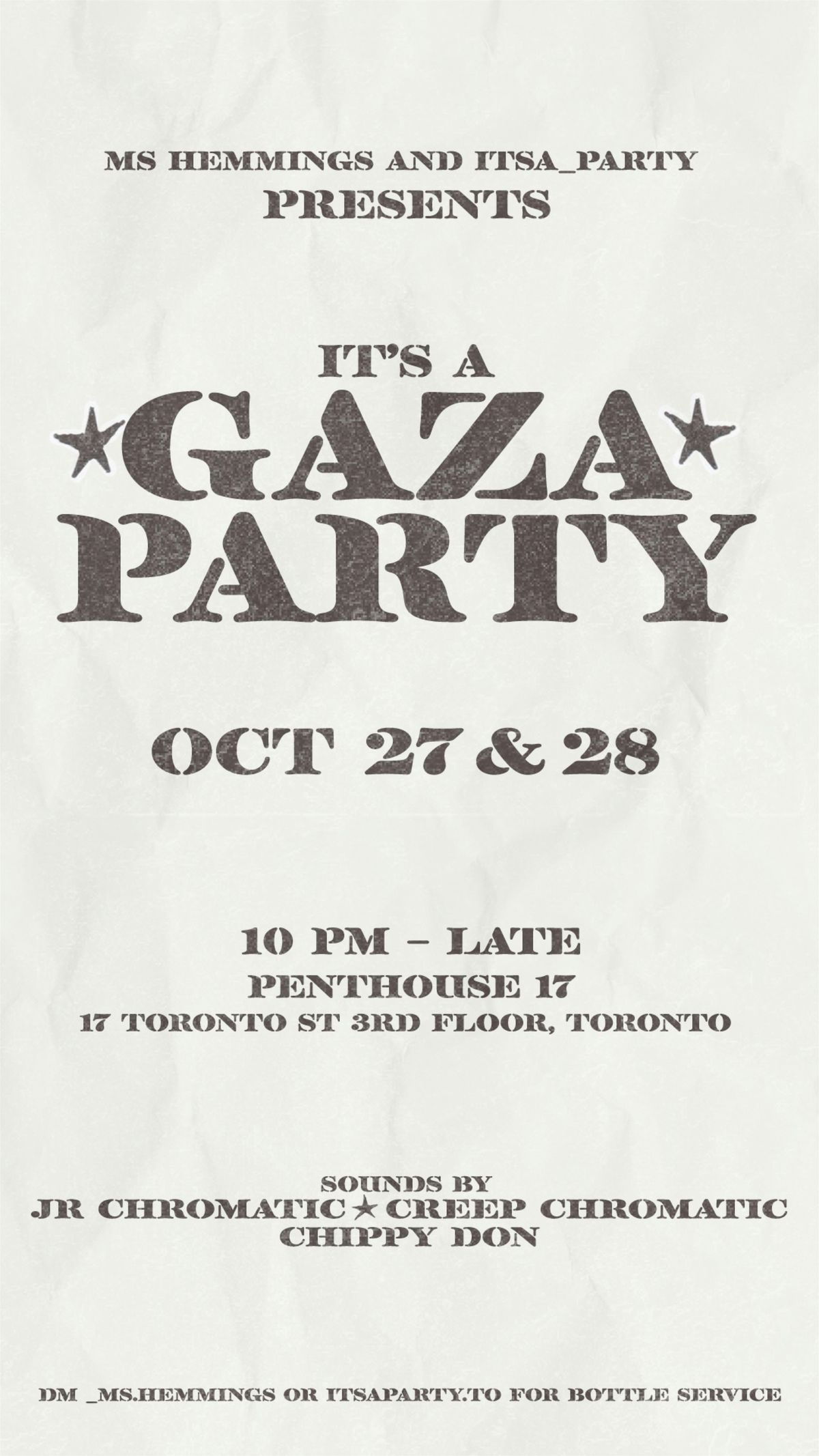 It\u2019s A Gaza Party (DAY 2 - Oct 27)