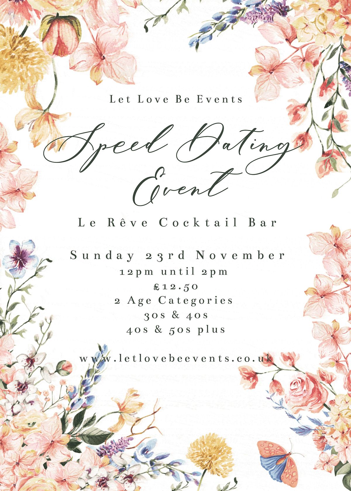 Speed Dating at Le Reve Cocktail Bar - Lichfield City Centre