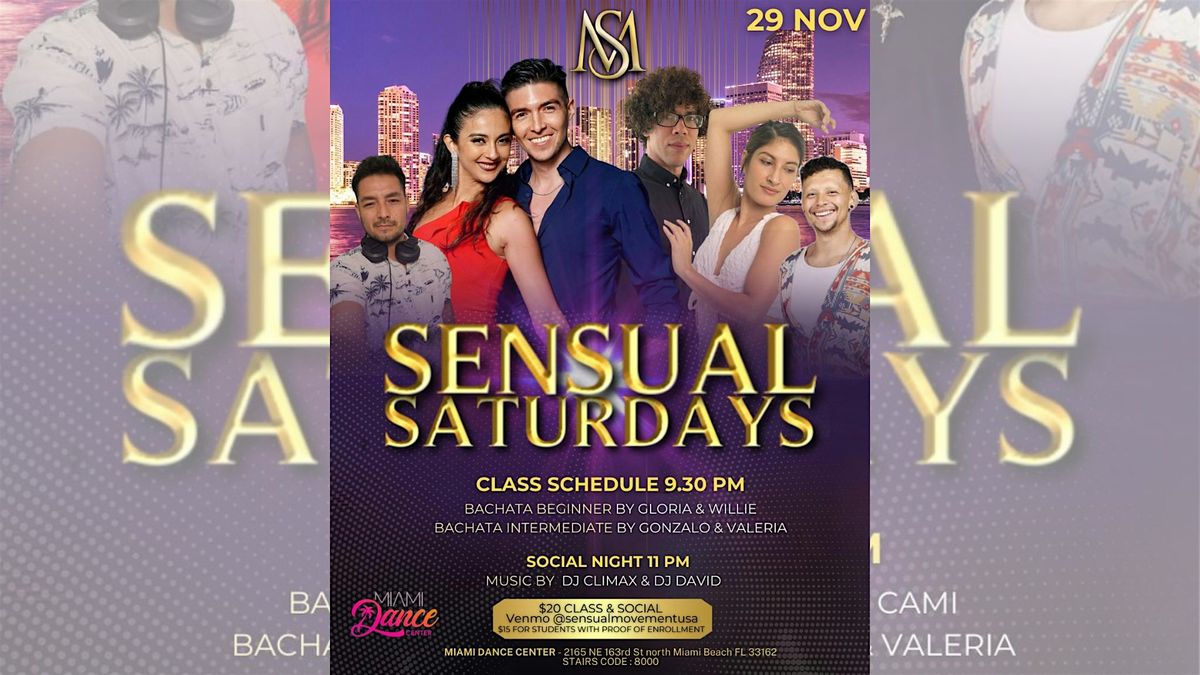 Sensual Saturdays! FREE Bachata Class (w Cover), Social Dance and more!