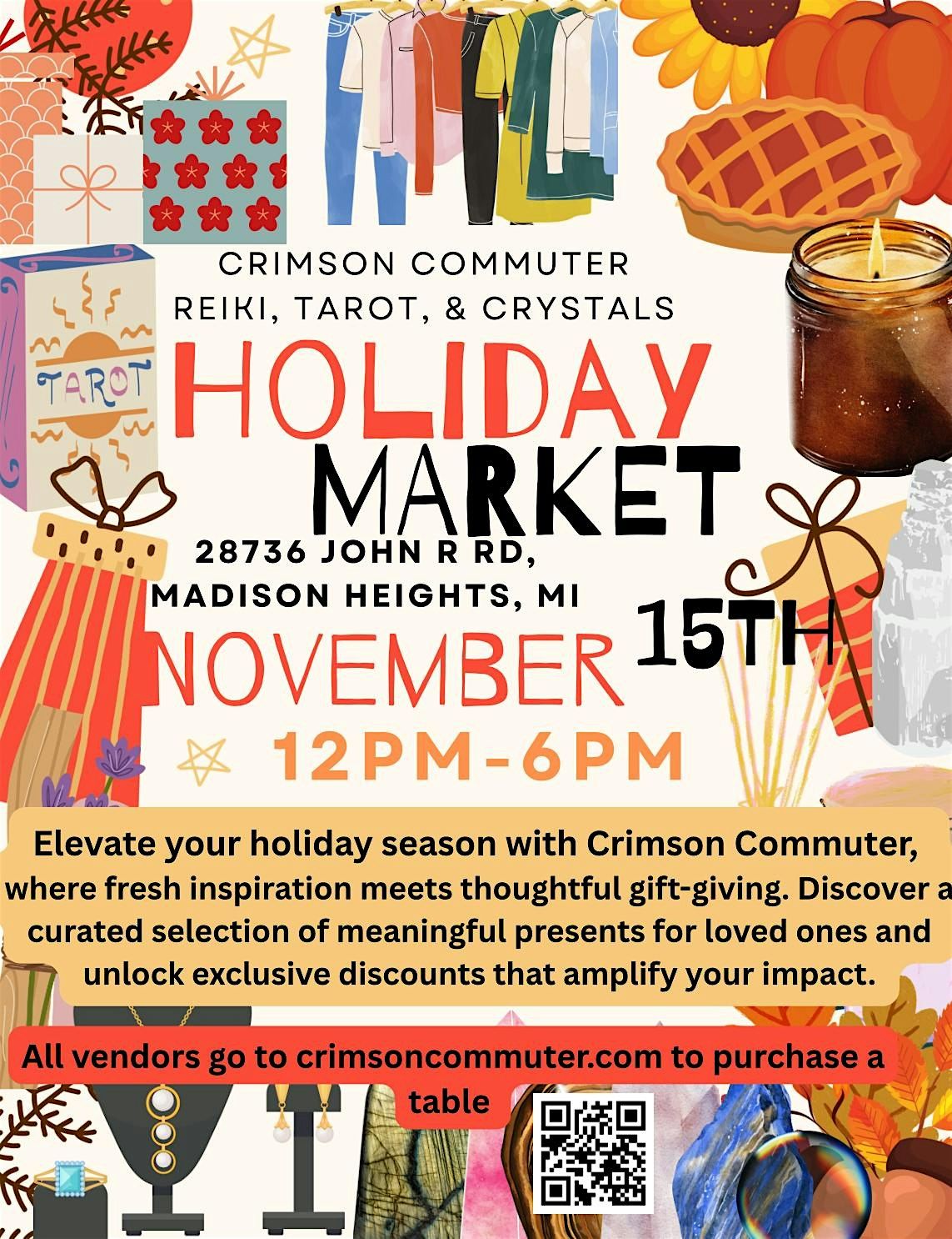 Holiday Market at Crimson Commuter- Reiki, Tarot, & Crystals