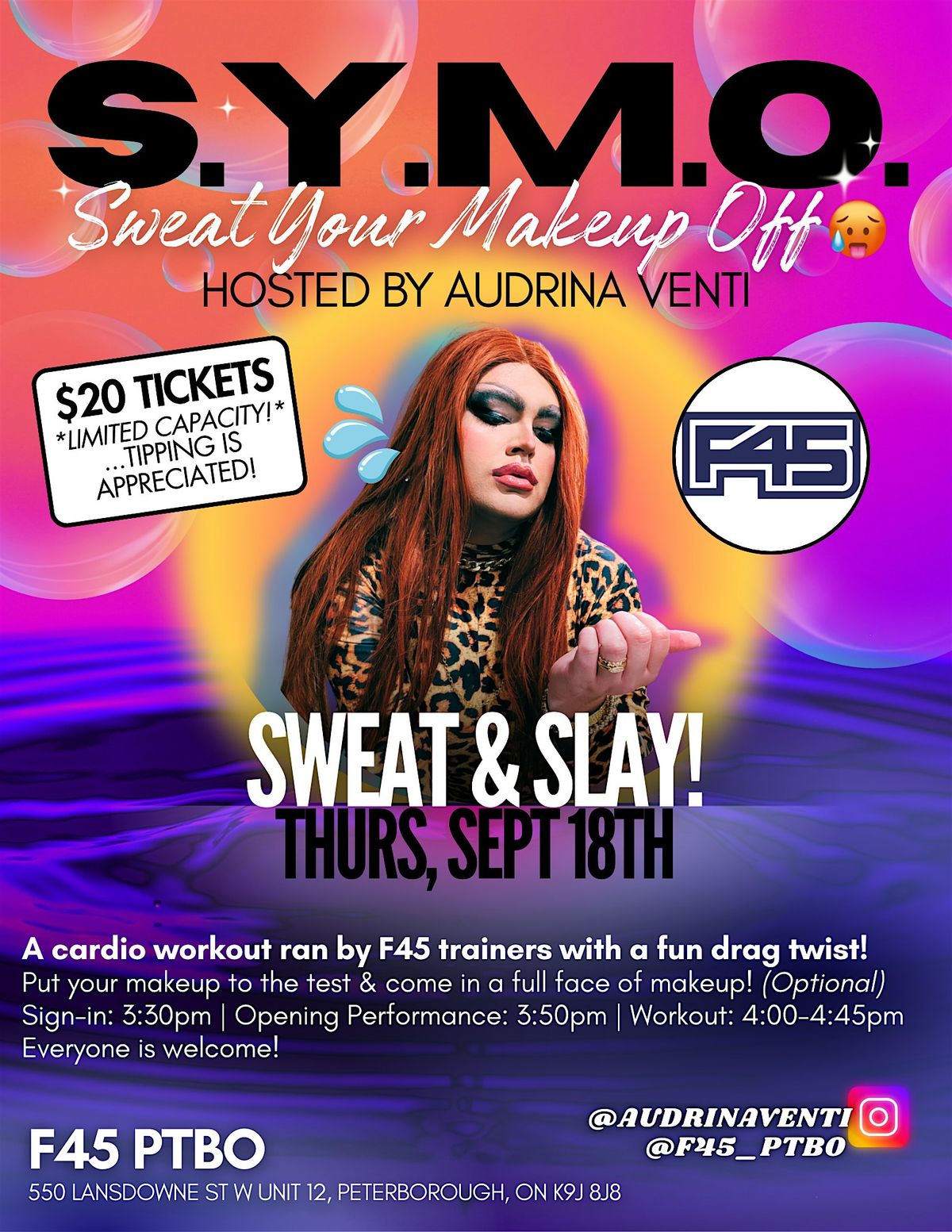 Sweat Your Make-up Off! with Audrina Venti @ F45 PTBO