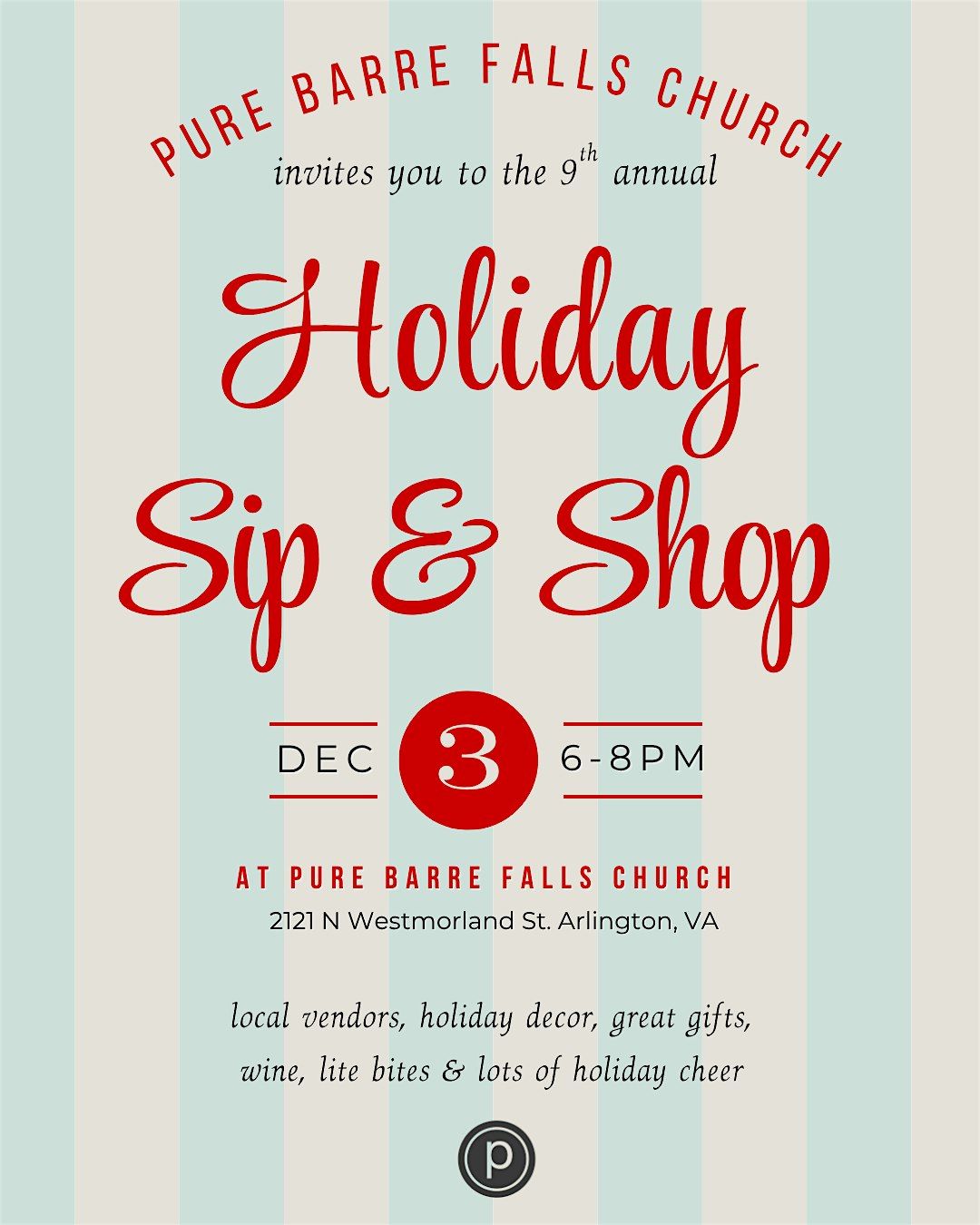 Pure Barre Falls Church 9th Annual Holiday Sip & Shop