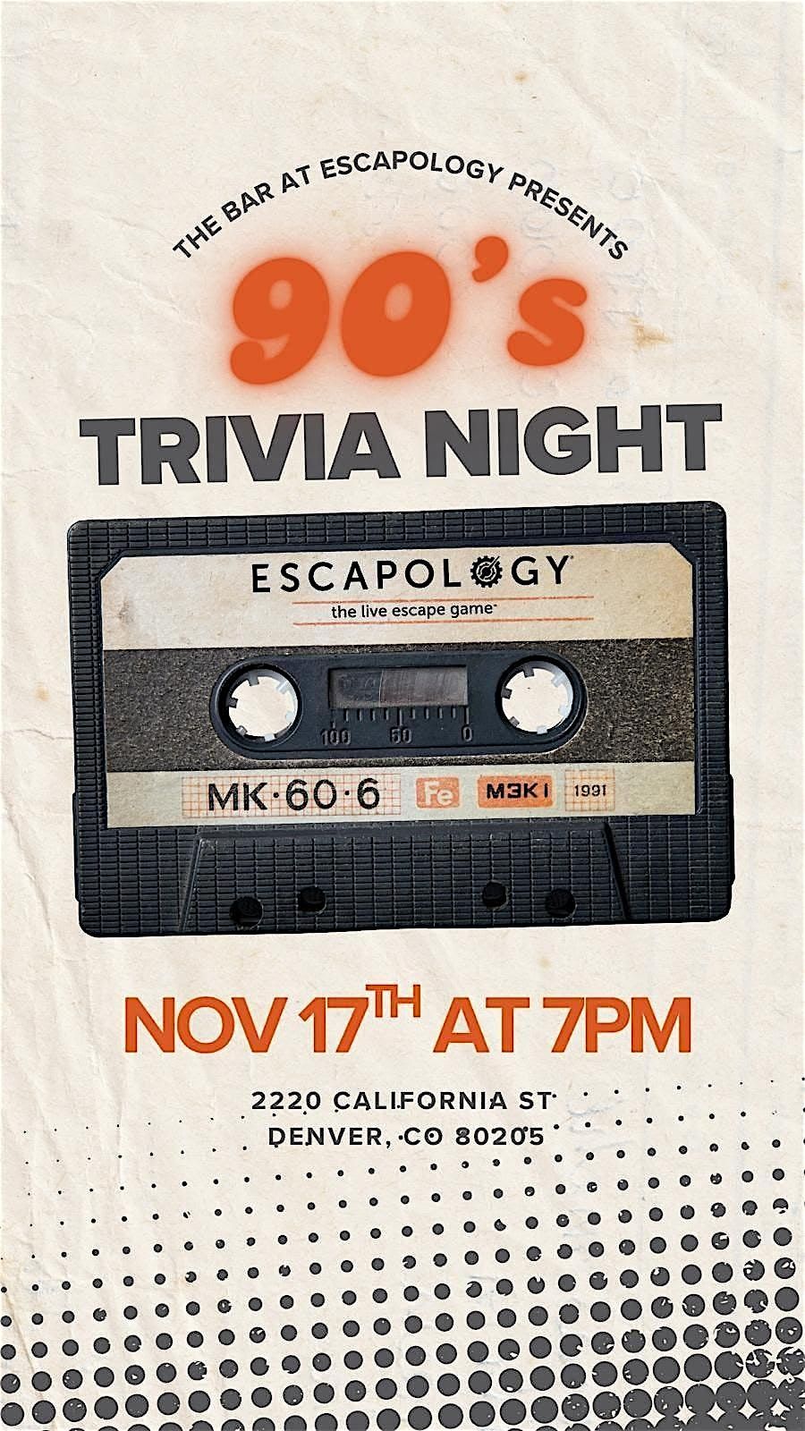 The Bar @ Escapology Presents: 90s Trivia Night