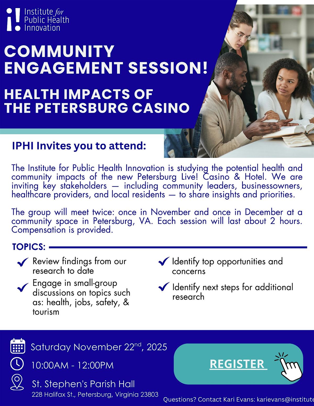 Community Engagement Session - Health Impacts of the Petersburg Casino
