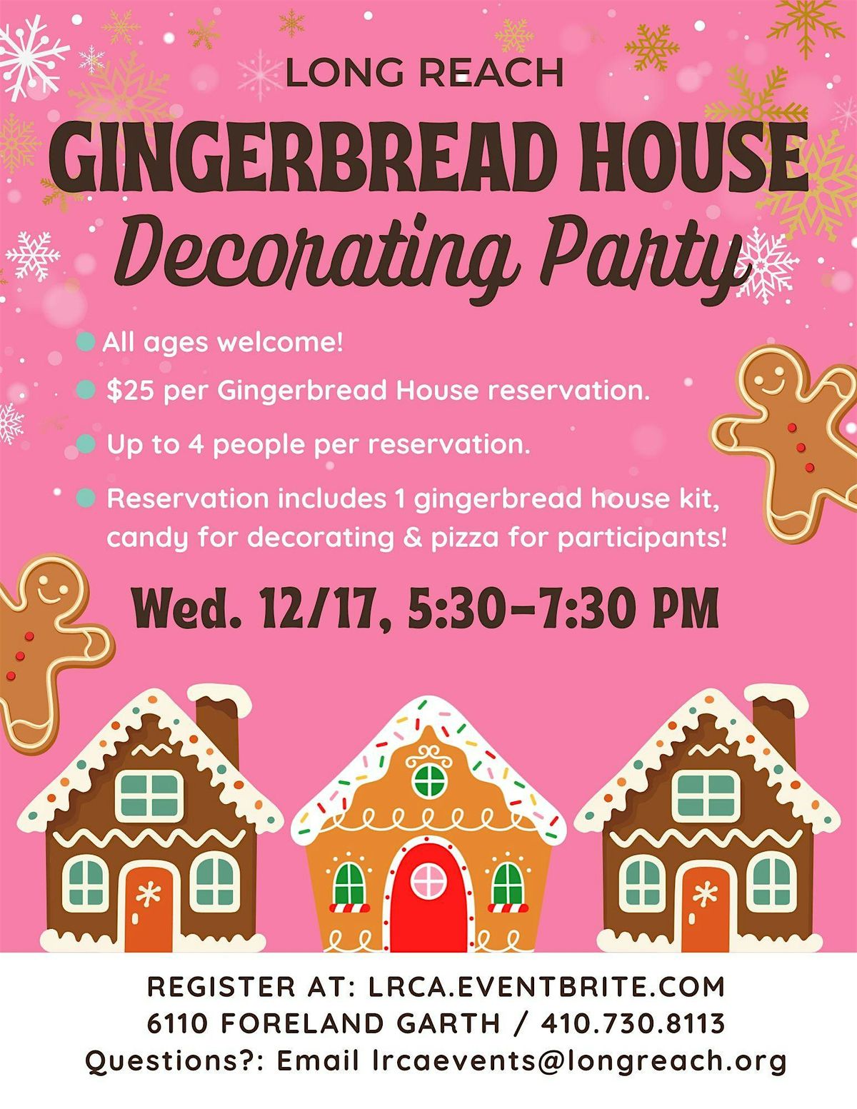 Long Reach Gingerbread house decorating party!