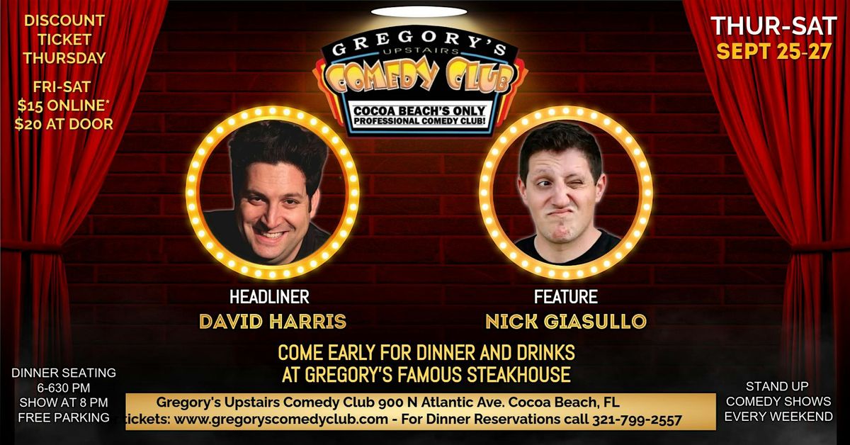 Sept 25-Sept 27 Gregory's Comedy Club