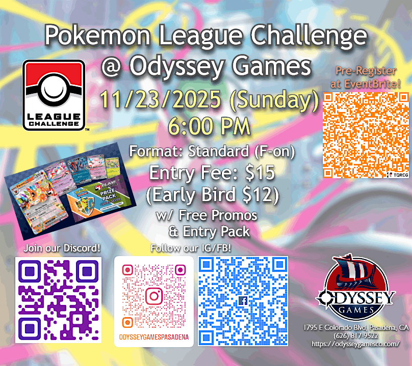 Pokemon TCG November League Challenge @ Odyssey Games Pasadena