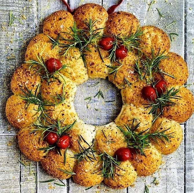Christmas Bread Making Workshop, Spelt wreath, biscotti and mince pies