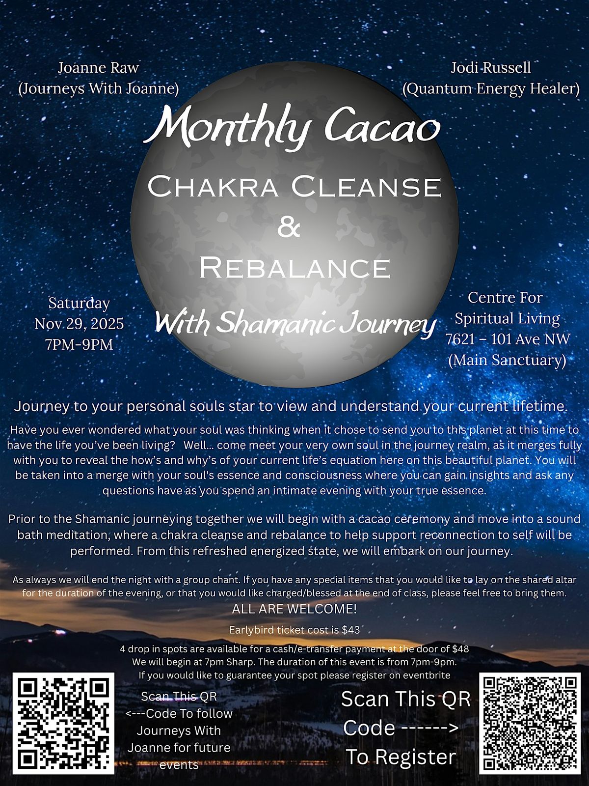 Monthly Cacao Ceremony, Sound Healing & Shamanic Journey Nov 29, 2025