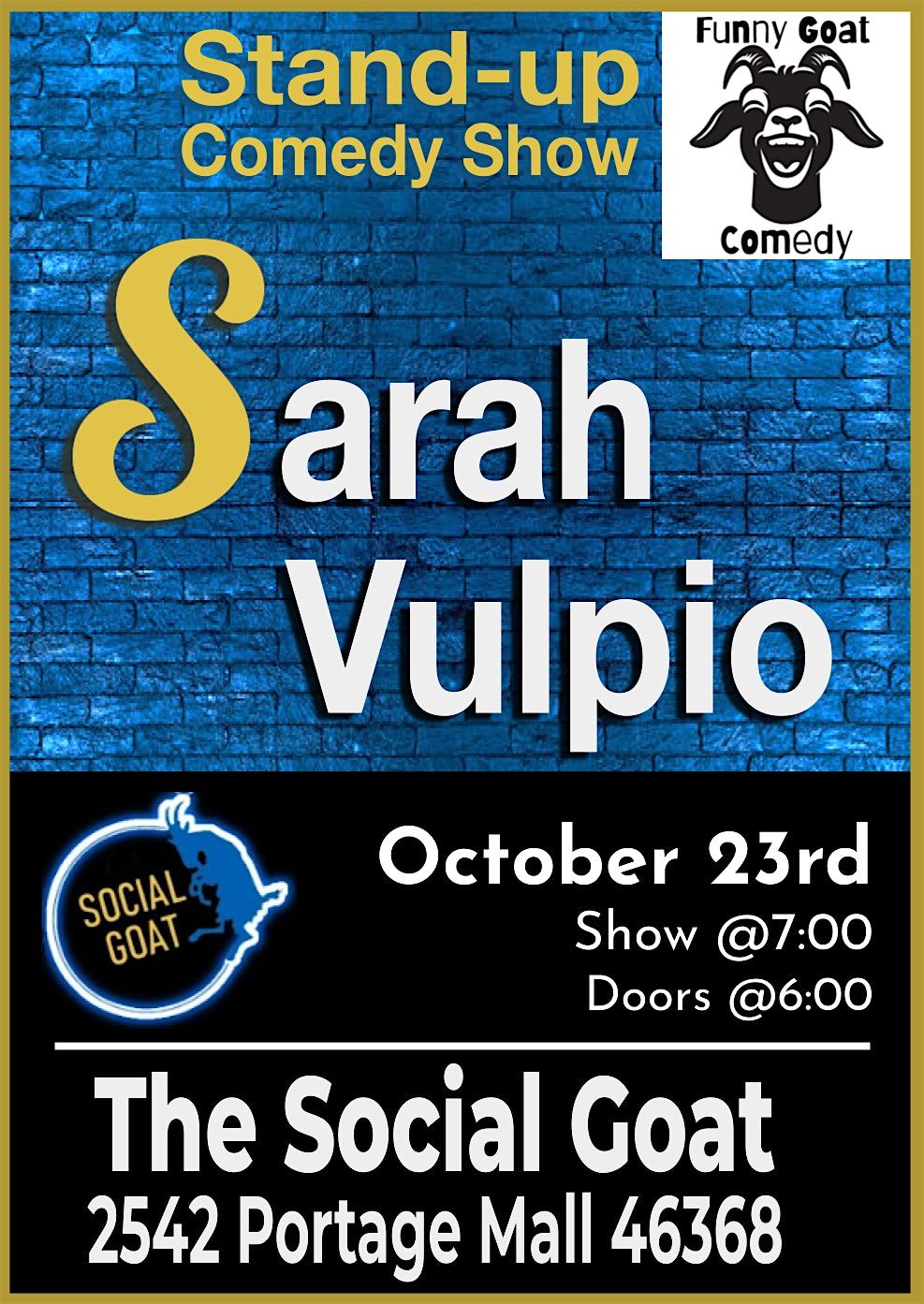 Sarah Vulpio: Stand-Up Comedy At The Social Goat