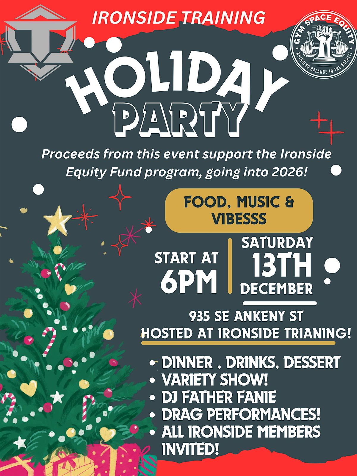 Gym Space Equity + Ironside Holiday Party Fundraiser!