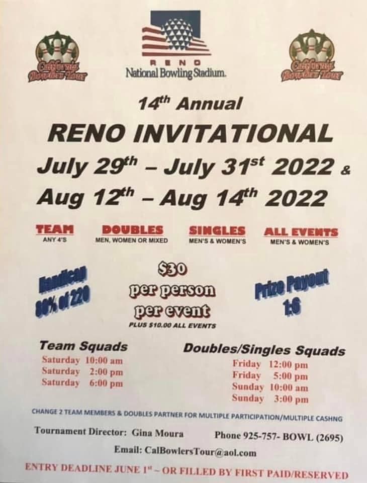 14th Annual CBT Reno Invitational National Bowling Stadium, Reno, NV