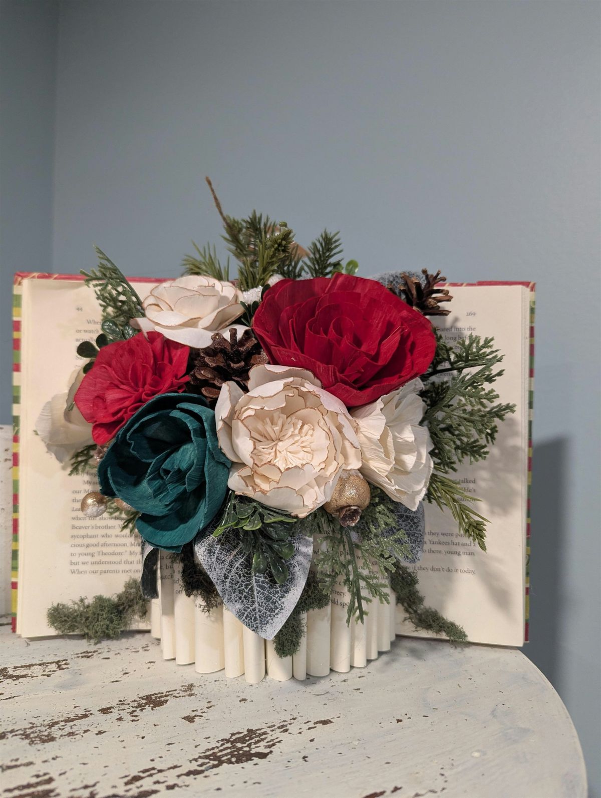 Wooden Flower Book Arrangement