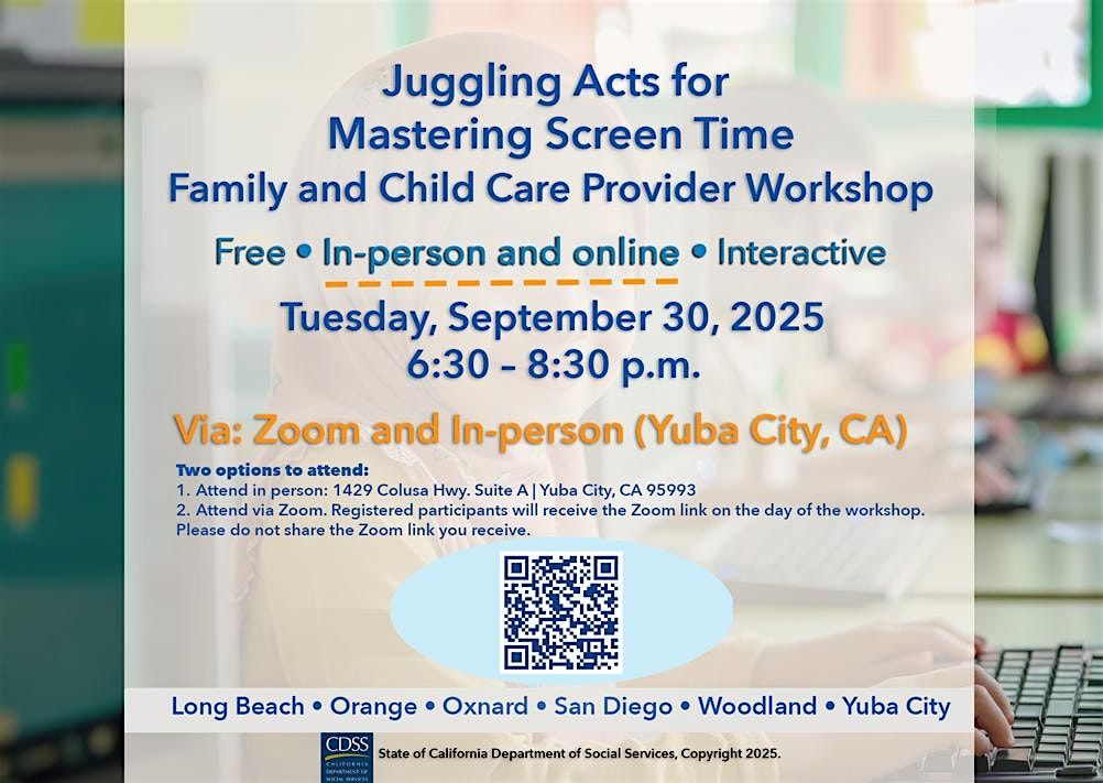 Juggling Acts for Mastering Screen Time In-Person Workshop