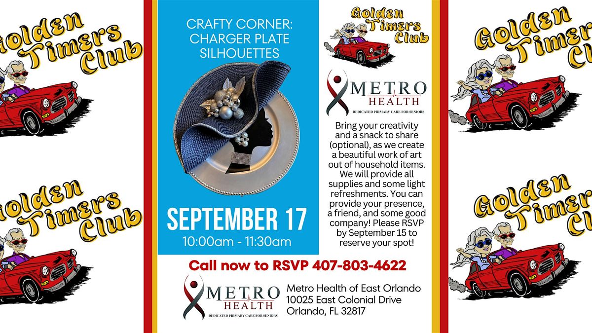 Free Senior Crafty Corner Charger Plates DIY at MetroHealth of East Orlando