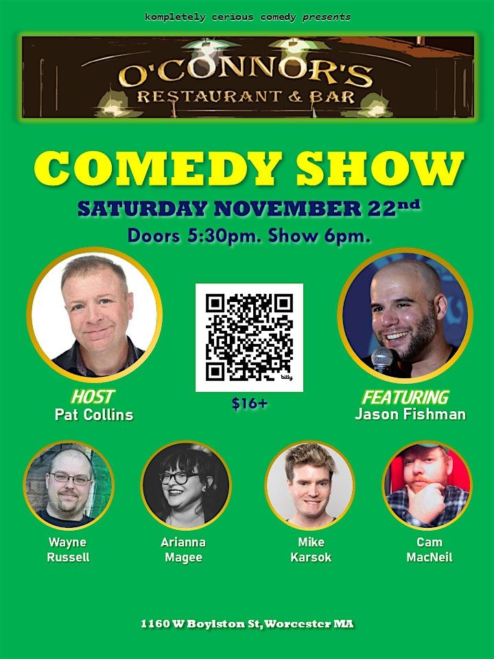 Comedy Night at O'Connor's Worcester (Nov 22)