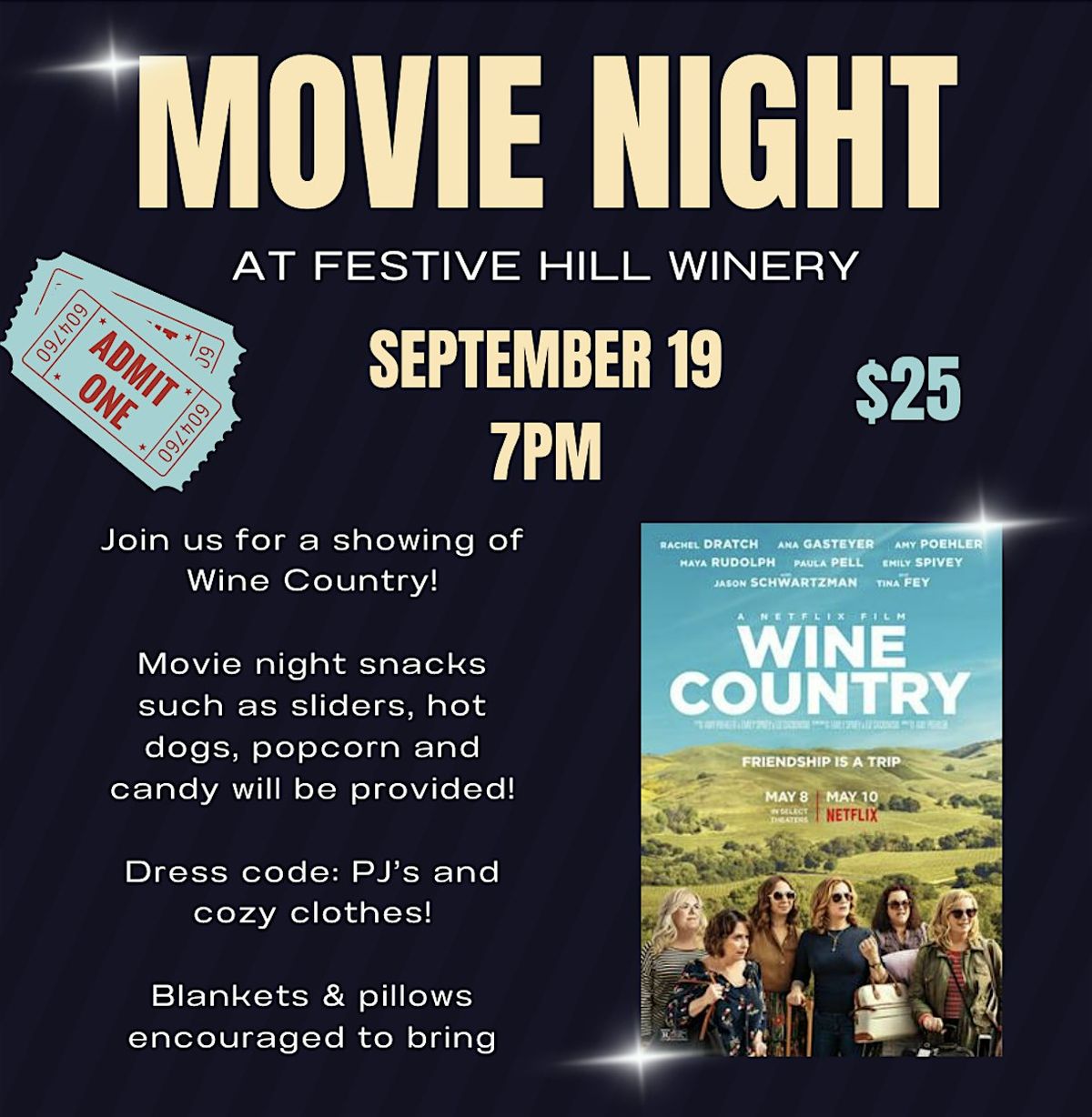 Festive Hill Winery - Movie Night with Eats