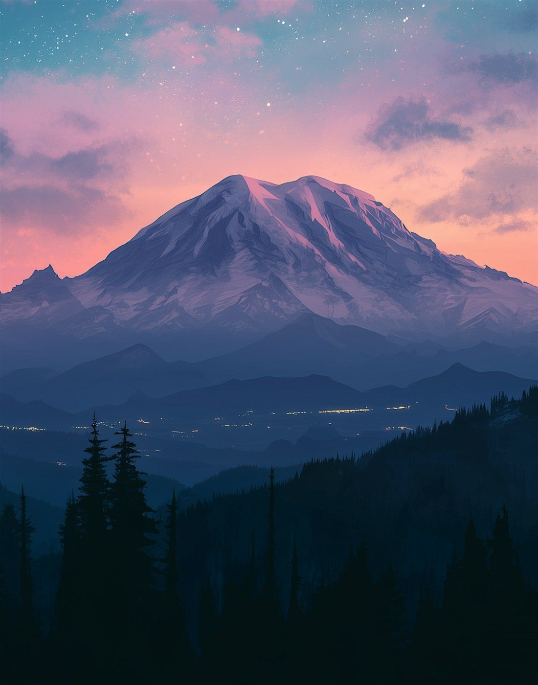 Twilight Mount Rainier - A Paint Along (like Paint and Sip)