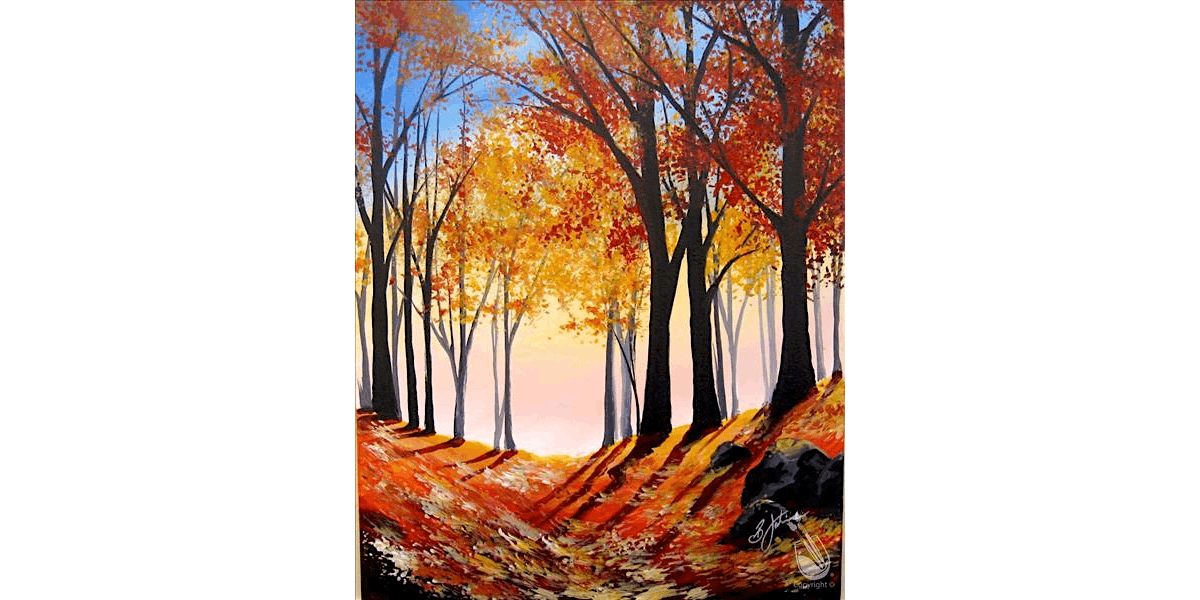 The Sun Shines on this Autumnal Forest - Paint and Sip in Denver | Classpop!\u2122