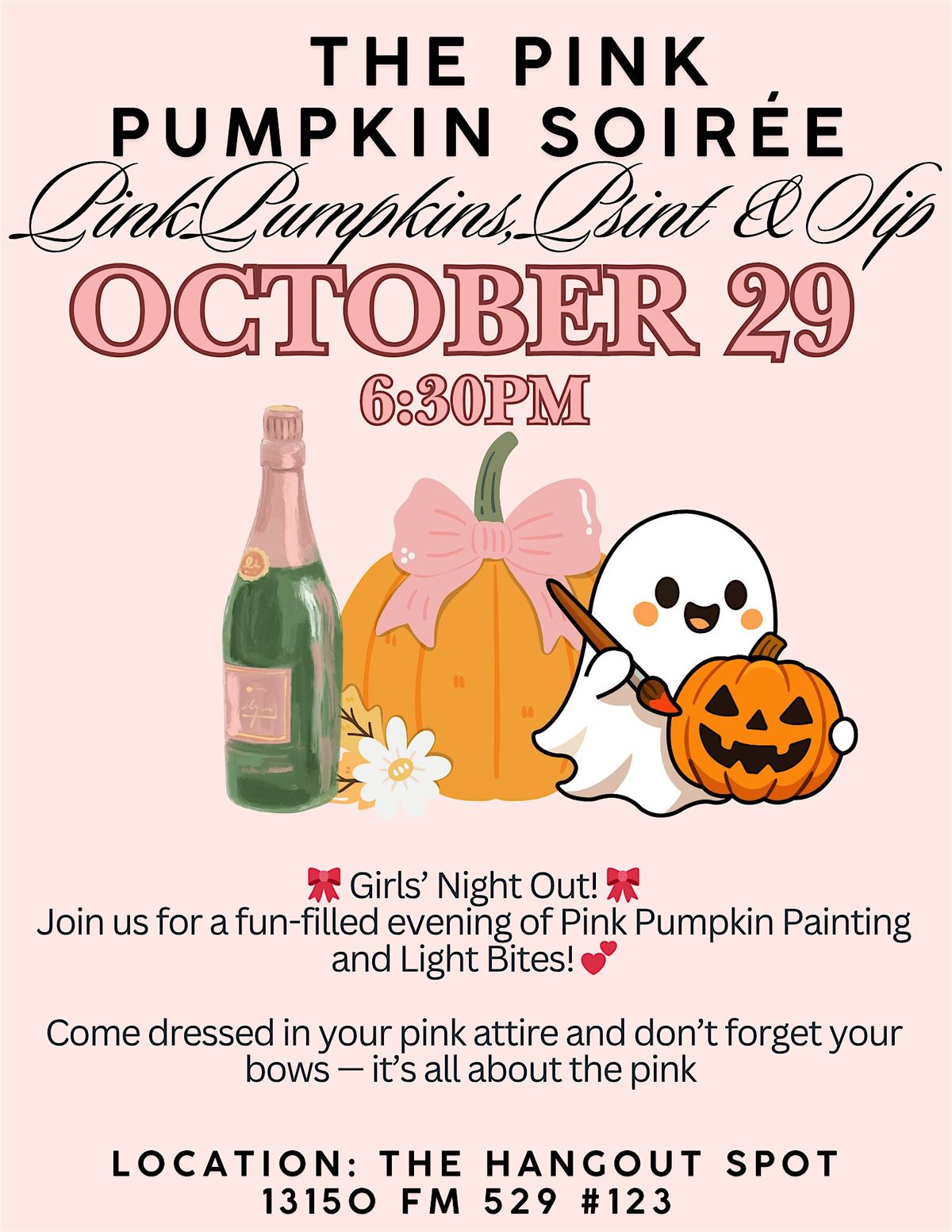 The Pink Pumpkin Soir\u00e9e: Pink Pumpkins, Paint & Sip