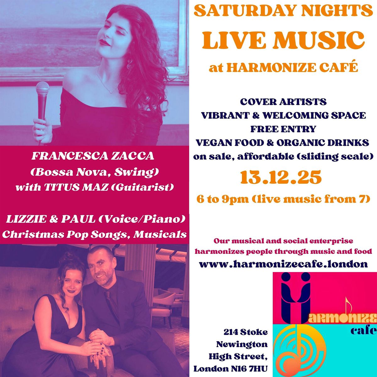 Francesca  Zacca and Lizzie & Paul at Harmonize Caf\u00e9