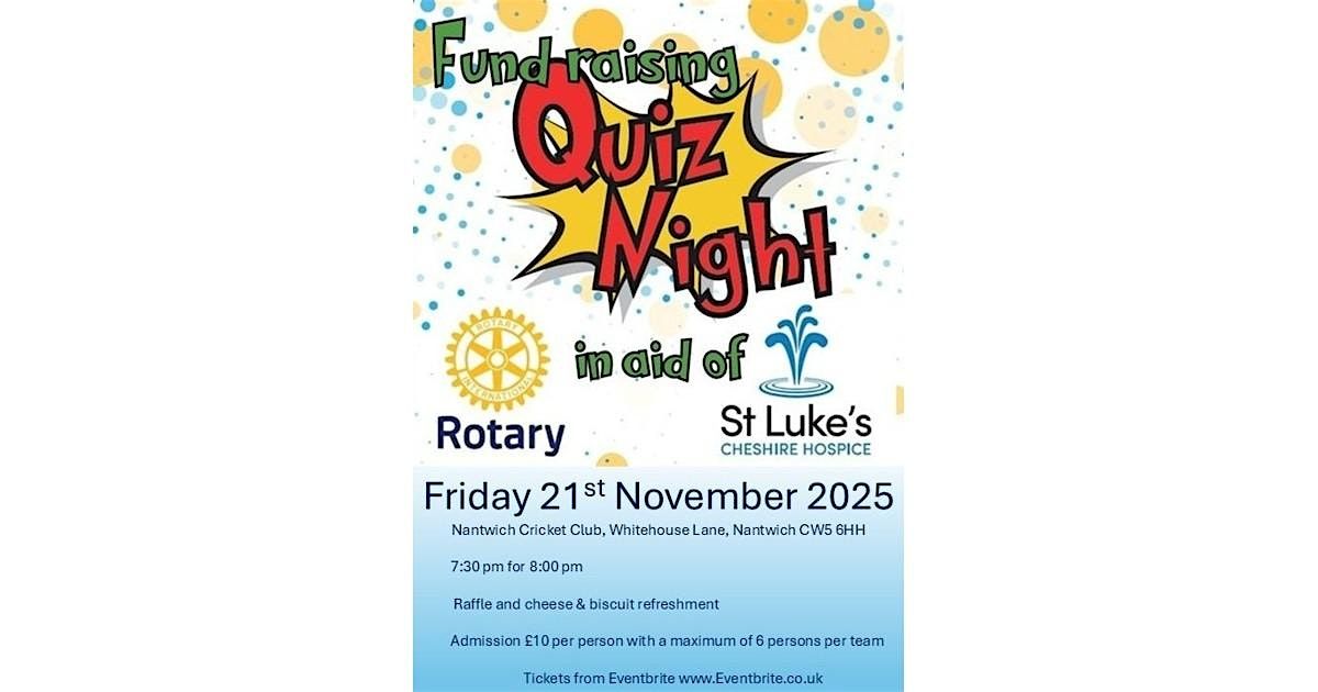 Fundraising Quiz Night in aid of St Luke's Hospice