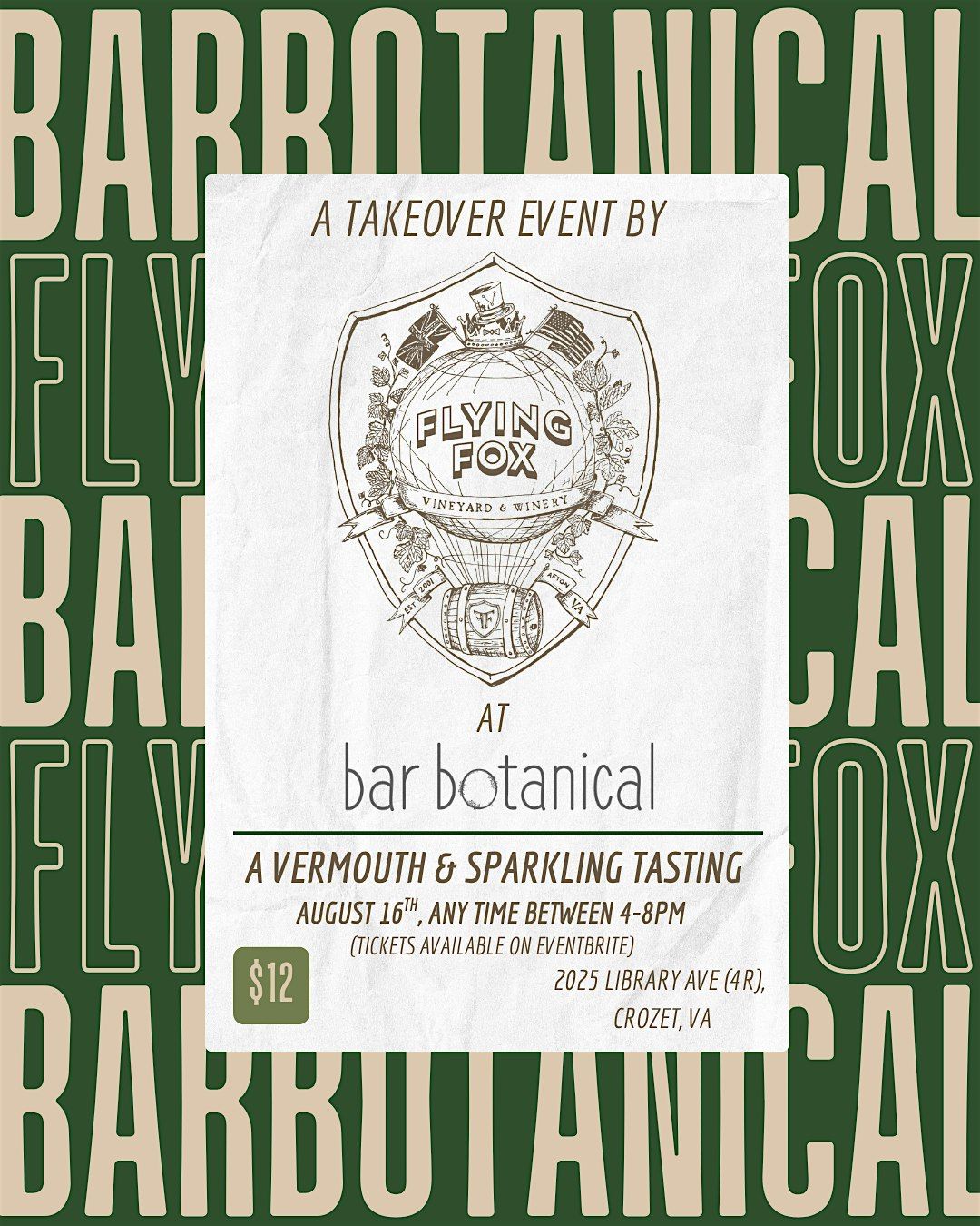 Flying Fox Takeover at Bar Botanical (a vermouth & fizz tasting)