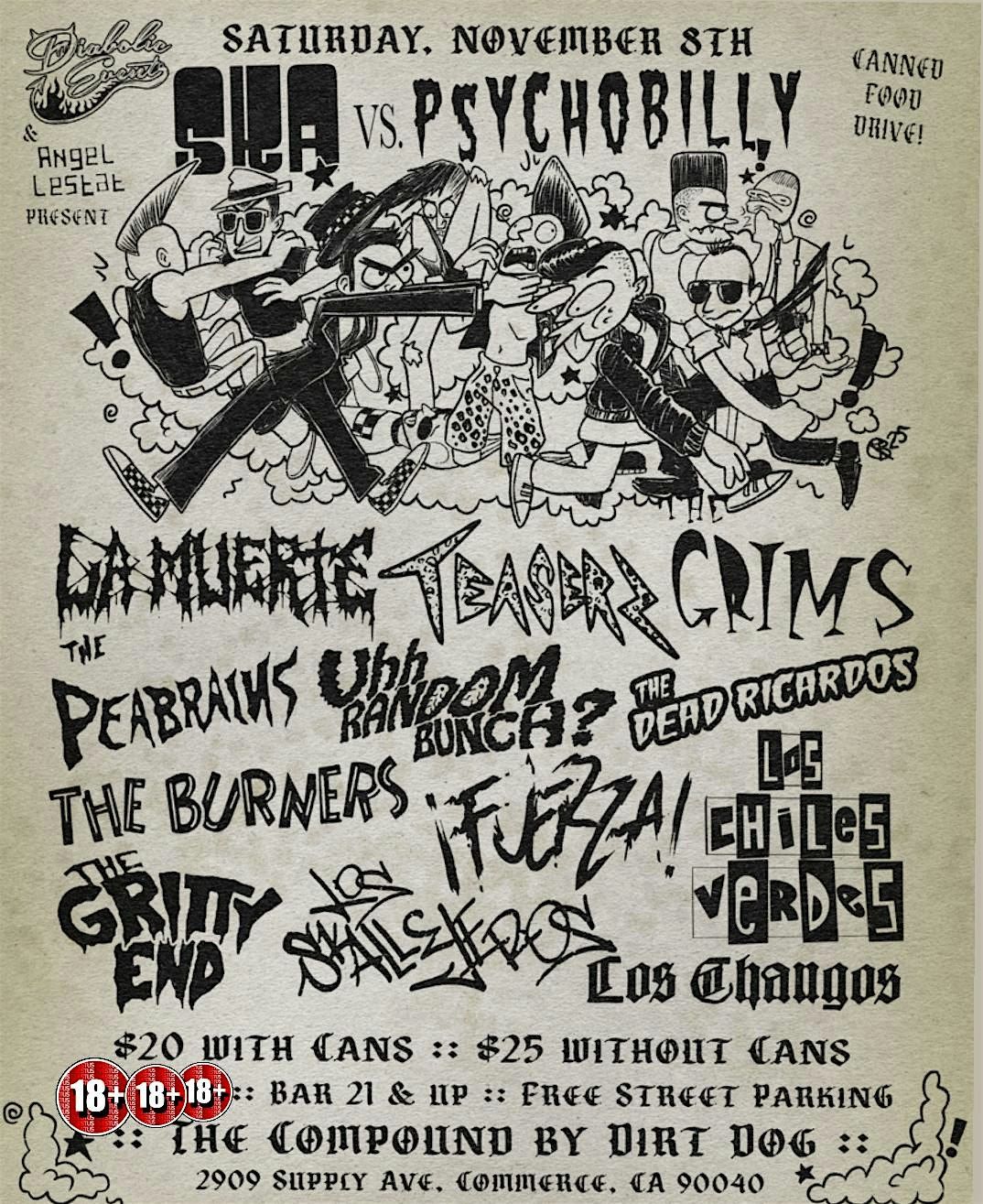 Ska Vs Psychobilly! W\/ La Muerte , The Grims & More