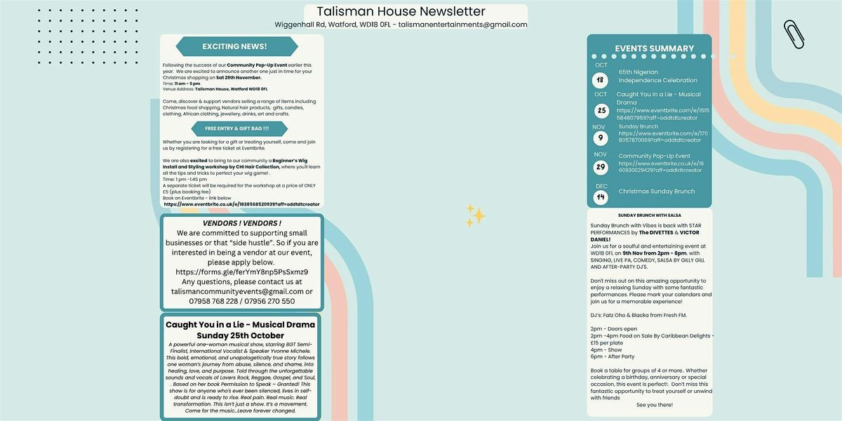 EVENT NEWSLETTER ... TALISMAN HOUSE