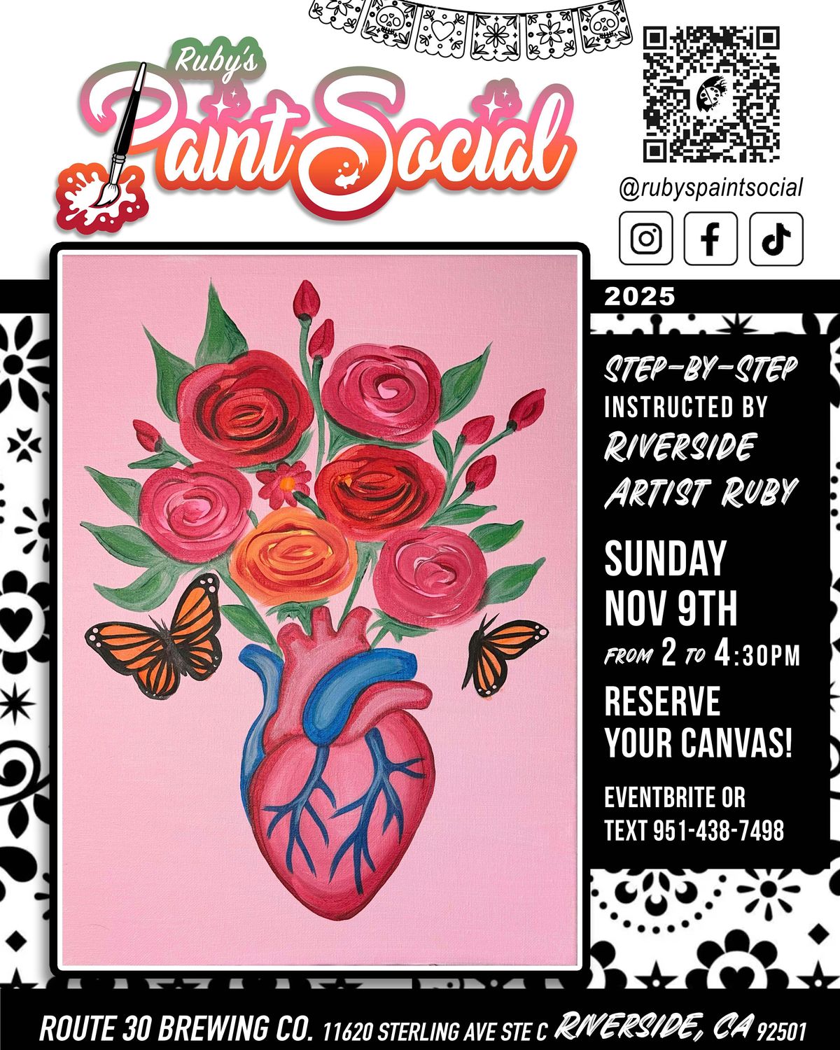 Paint n' Sip Event!! Flores del Corazon!!