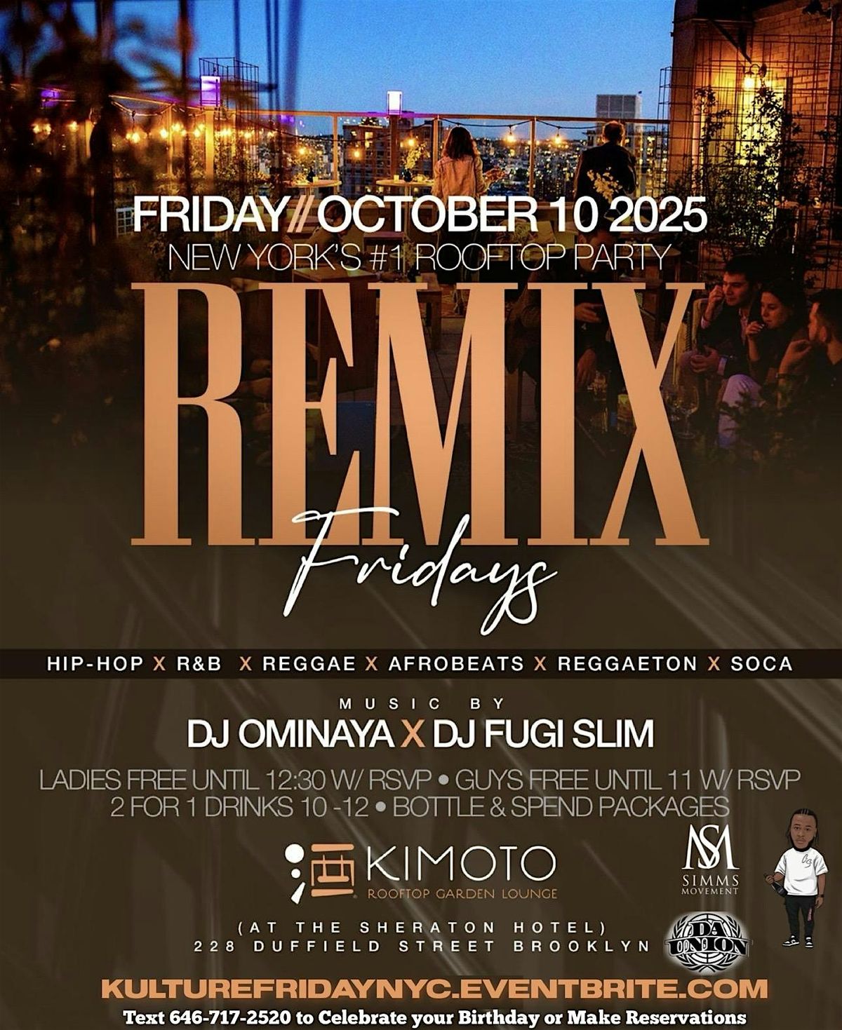 Kulture Remix Friday NYC Kimoto Rooftop BK Party Hiphop Reggae Afrobeat