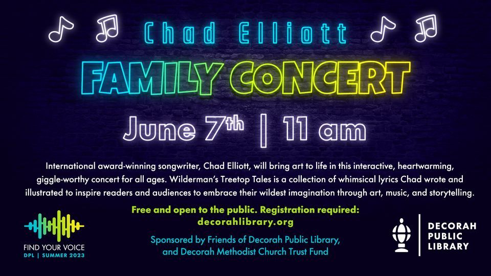 Chad Elliott Family Concert Decorah Public Library June 7, 2023
