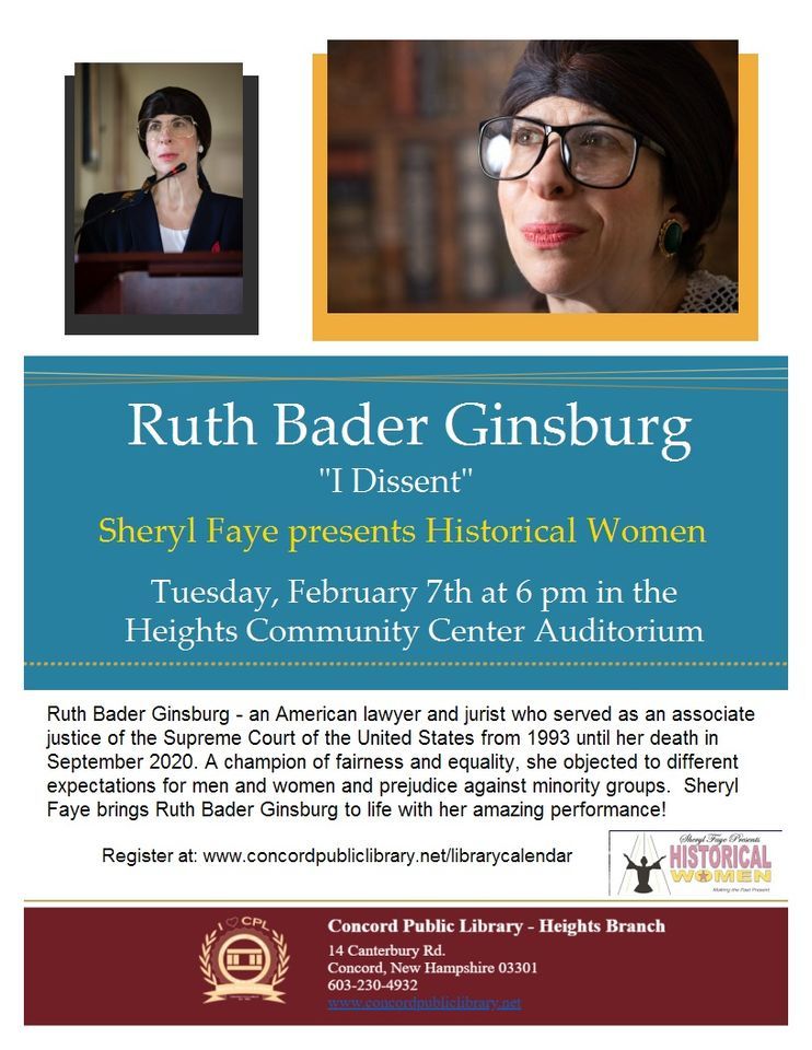 Ruth Bader Ginsburg Living History Program | 14 Canterbury Rd, Concord ...