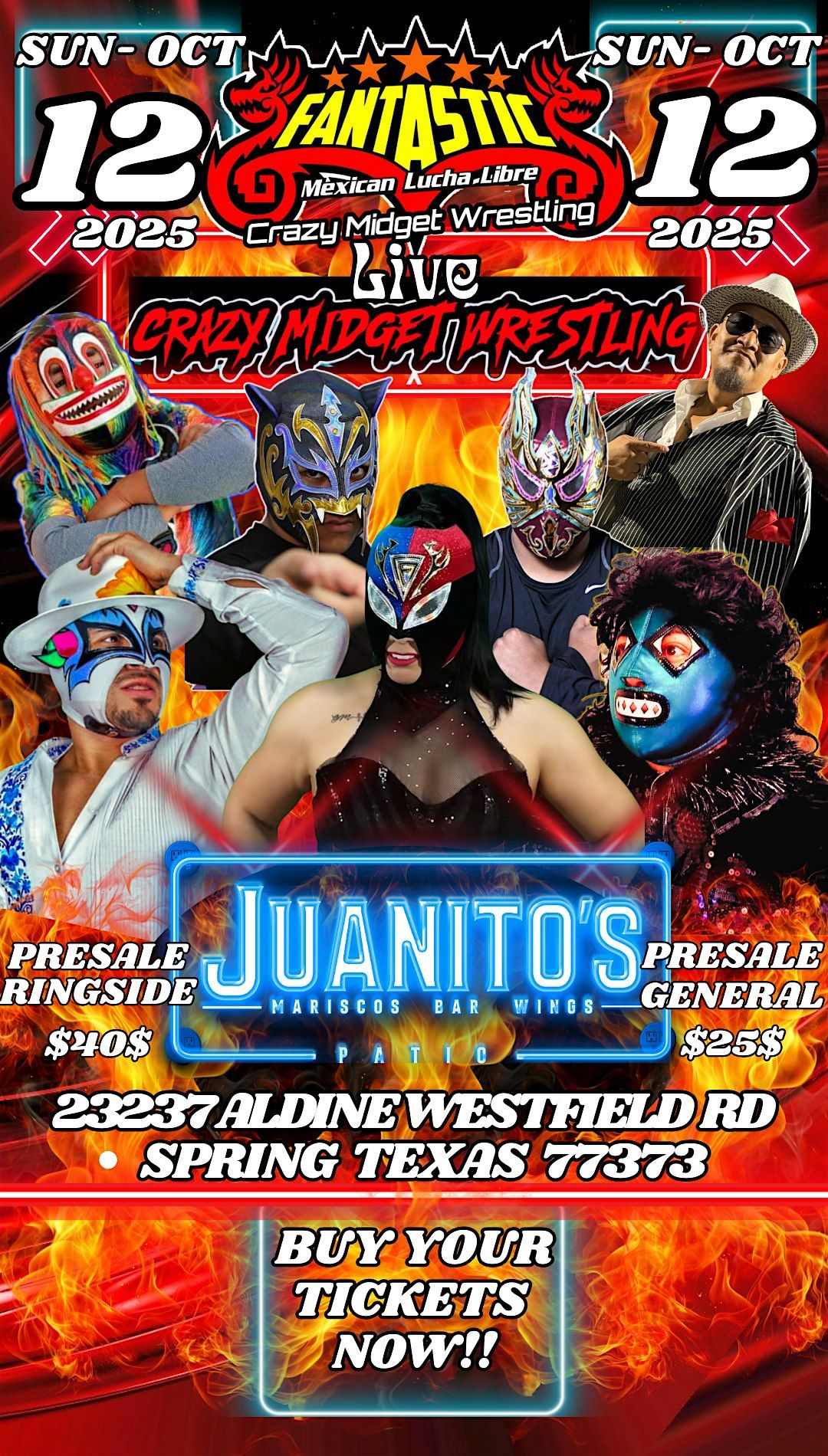 CRAZY MIDGET WRESTLING IN SPRING TEXAS ALL AGES DOORS OPEN 6:00 PM