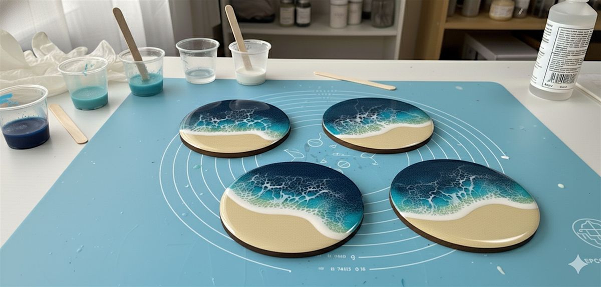 Epoxy Resin Coaster Class \u2013 Create Ocean Wave Resin Art at The Pour Haus