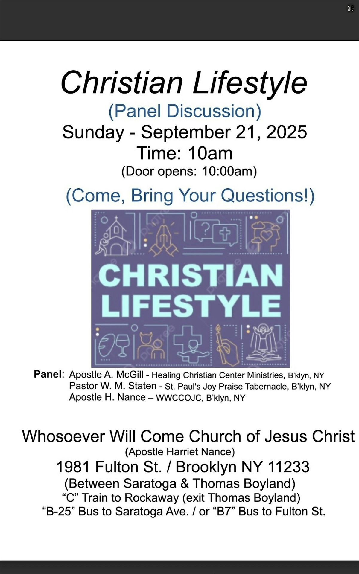 Christian Lifestyle Panel Discussion