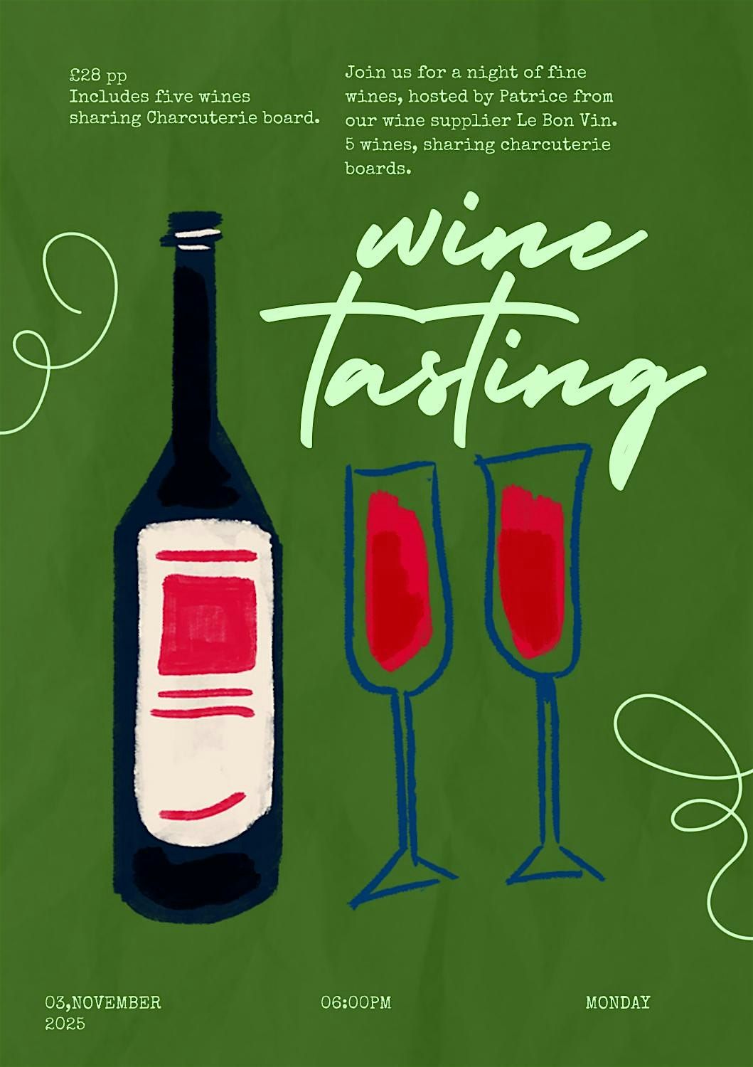 Wine Tasting at The Greenhouse Bar \u2013 Hosted by Le Bon Vin