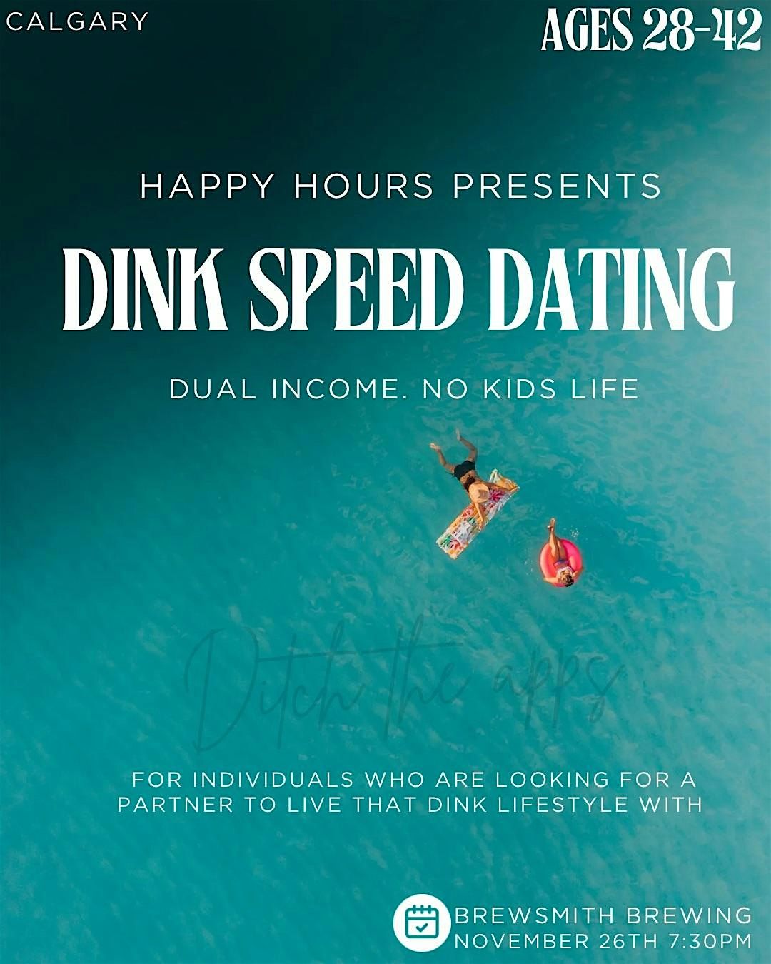 DINK Speed Dating Ages 28-42@ Brewsmith Brewing(Calgary)DUAL INCOME NO KIDS