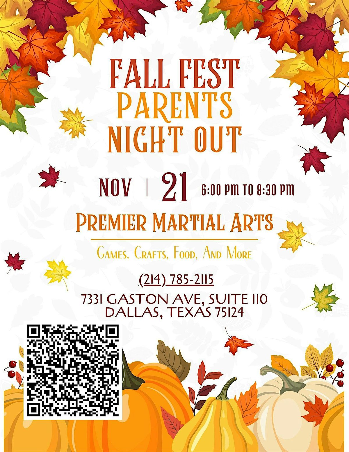 PREMIER MARTIAL ARTS PARENTS NIGHT OUT