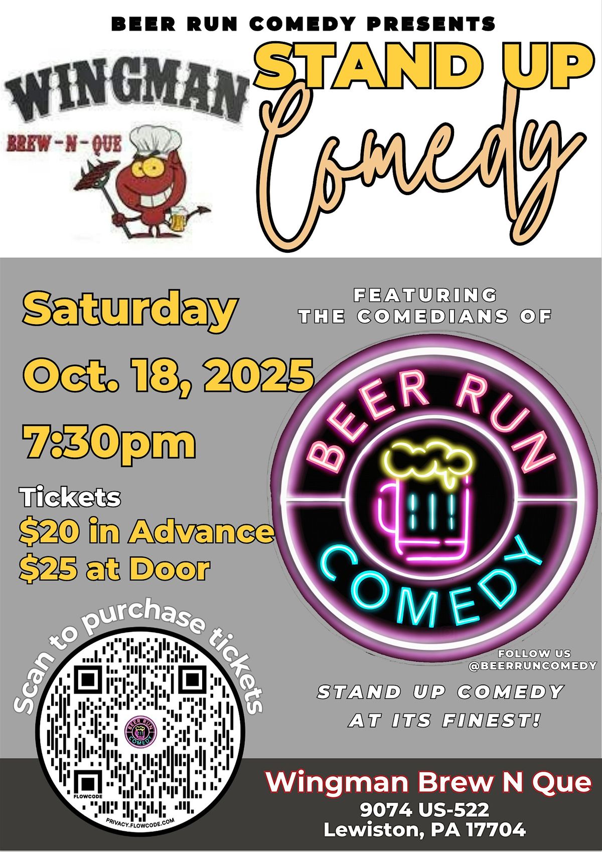 Stand Up Comedy Night at Wingman Brew N Que