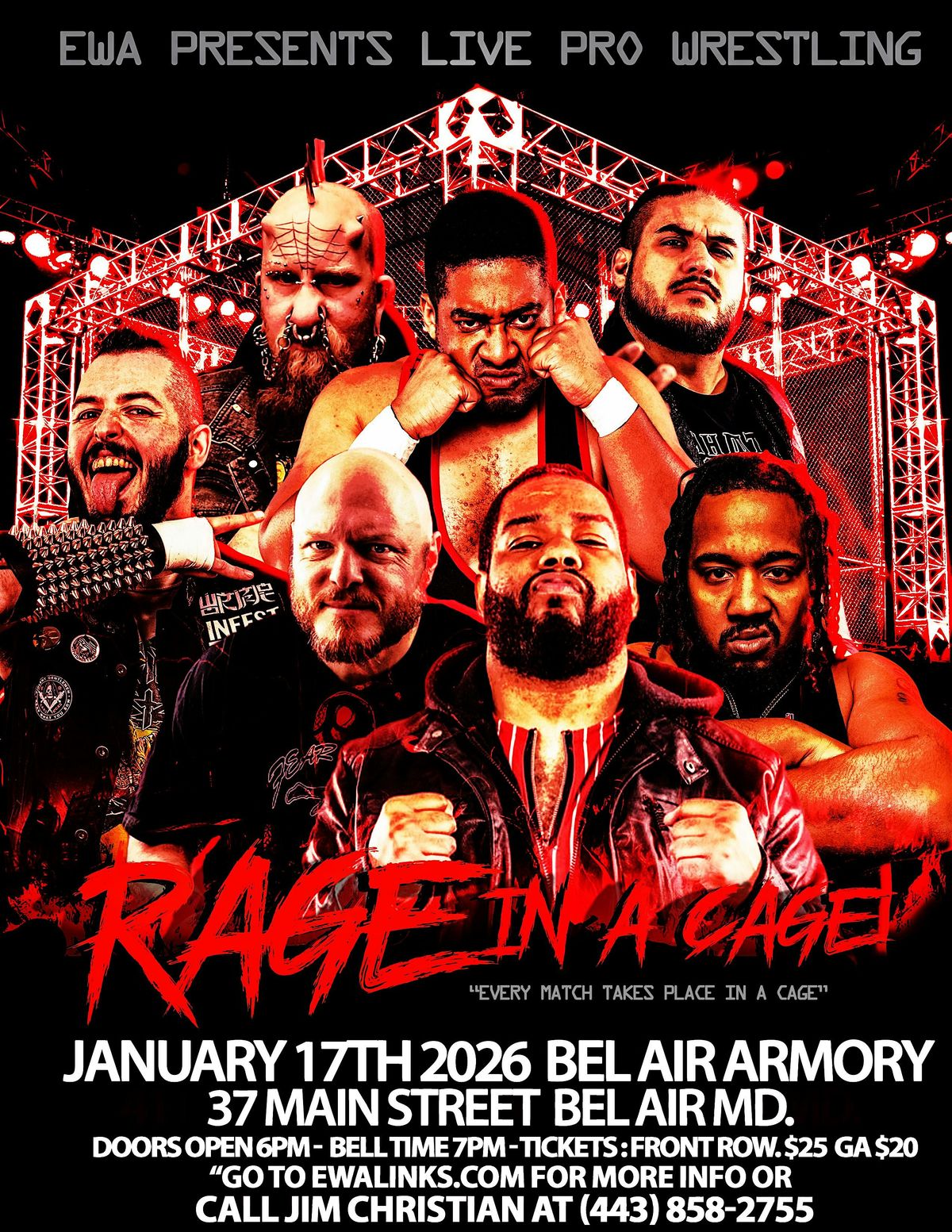 EWA Live Pro Wrestling Rage In A Cage January 17th 2026