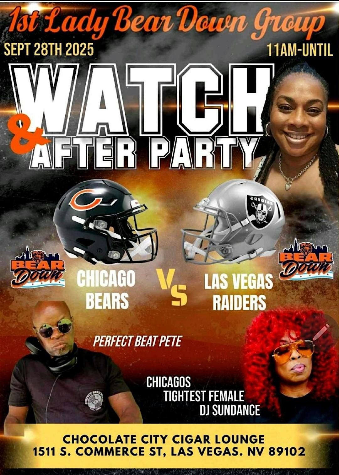 1st Lady of Tailgate - Chicago Bears\/Raiders Watch\/After Party