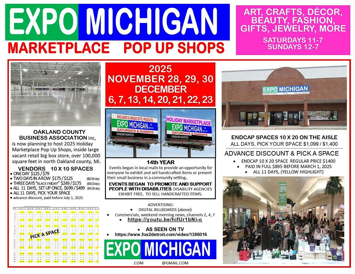 EXPO MICHIGAN MARKETPLACE 2025 Pop Up Shops