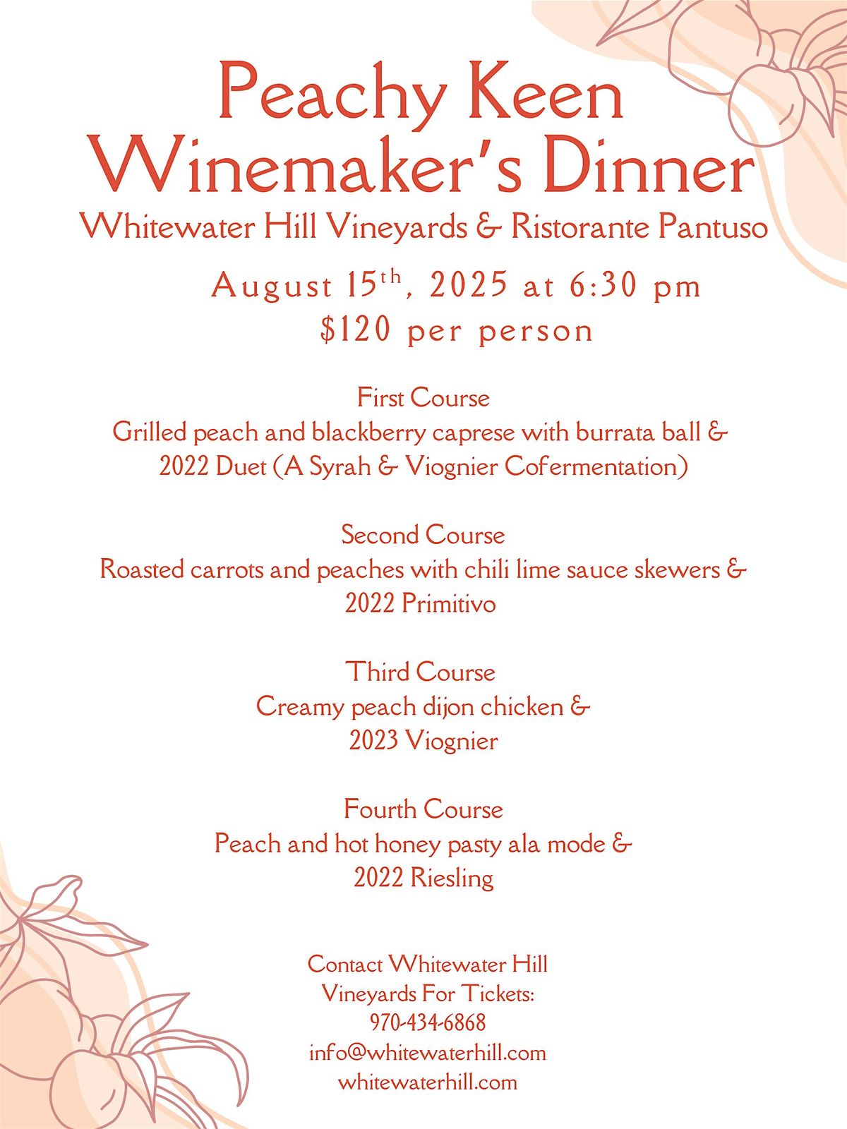 Peachy Keen Winemaker's Dinner